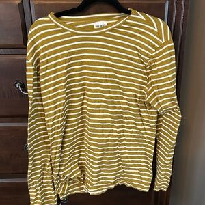 TODD SNYDER Olive Mustard & White Striped Long Sleeve Tee size Medium
